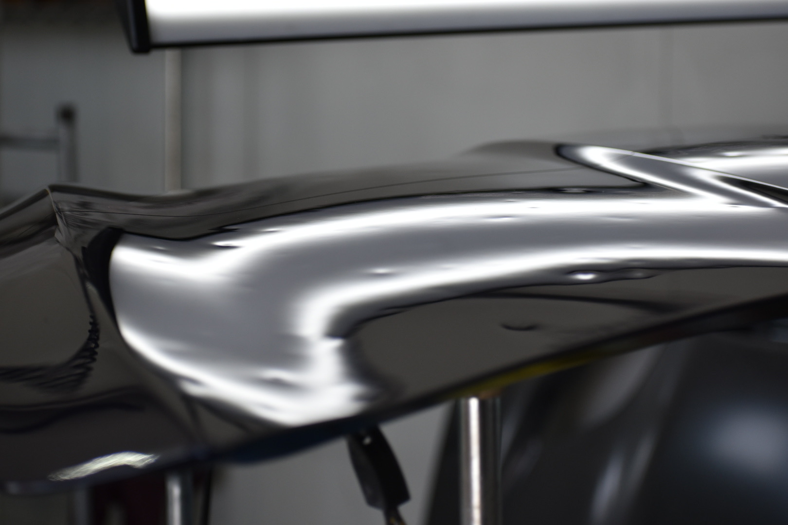 Close-up of paintless dent repair